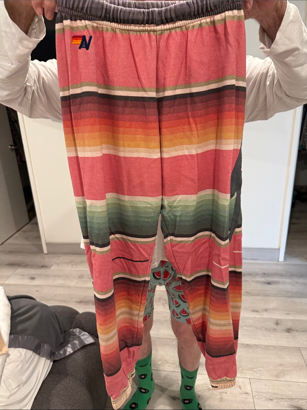 Aviator Nation Pink Multi-Stripe Sweatpants